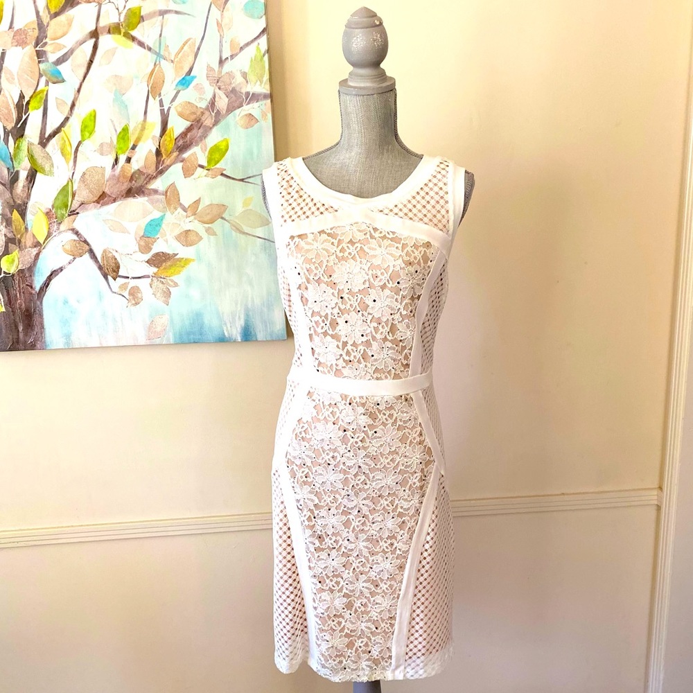 CANDALITE 🤍OFF WHITE🤍 FLORAL SEQUIN SLEEVELESS DRESS SIZE EXTRA LARGE 🌟NWT🌟